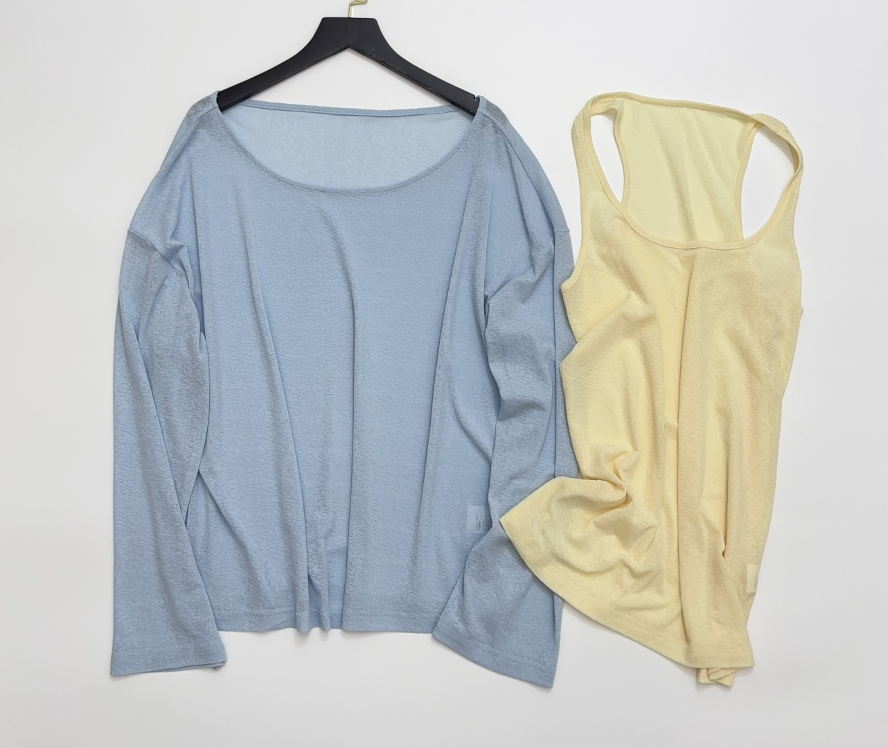 Draped Low Neck Long Sleeve Top & U-Neck Camisole Two-Piece Set