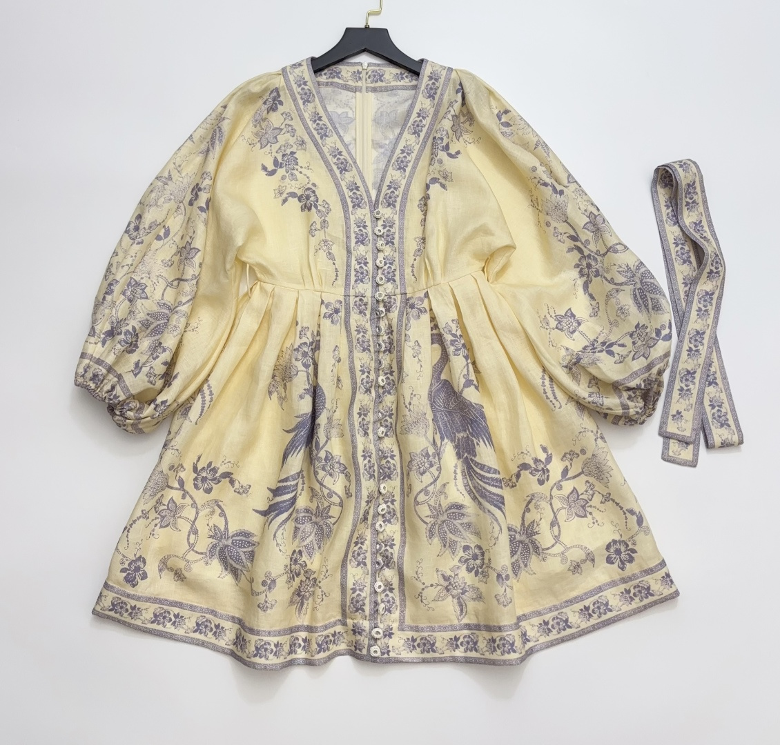 Zimmermann Summer 2026 Indra Linen Floral Pattern Short Dress