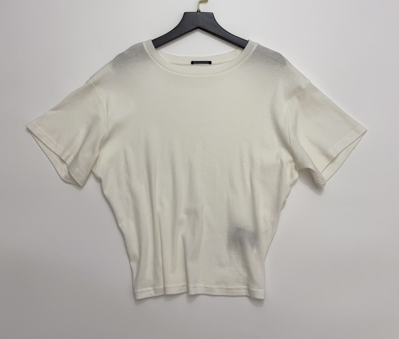 R13 Simple Solid Color Base Layer Oblique Seam Round Neck Short Sleeve T-Shirt