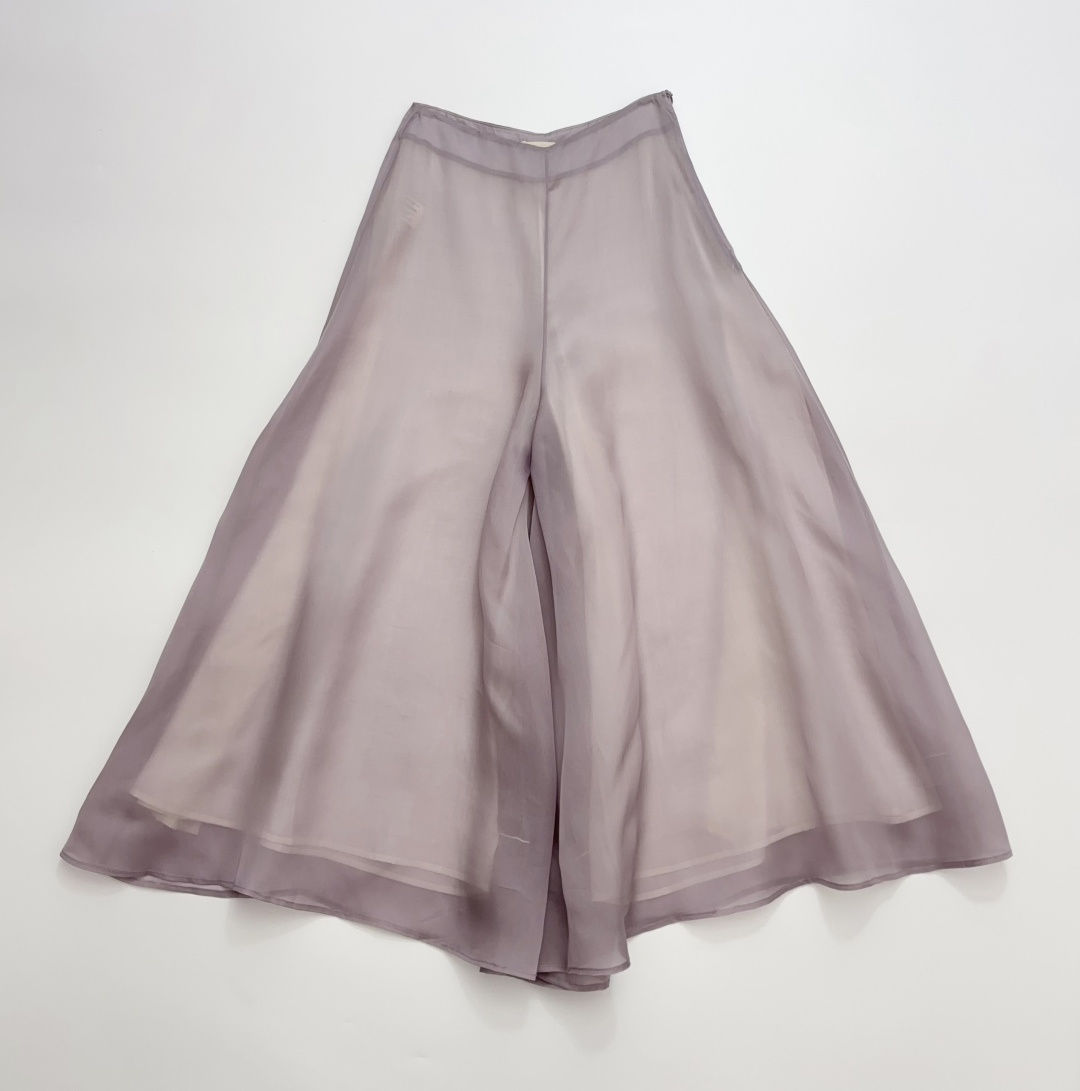 RUOHAN Lavender Organza Satin Lapel Casual Trousers