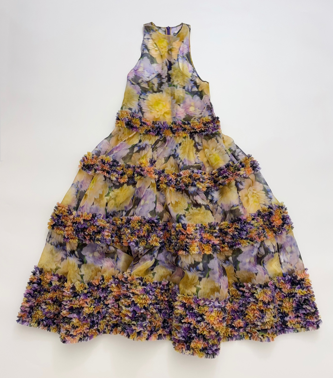 Zimmermann 'Luna' Silk Print Gown with 3D Floral Embellishments