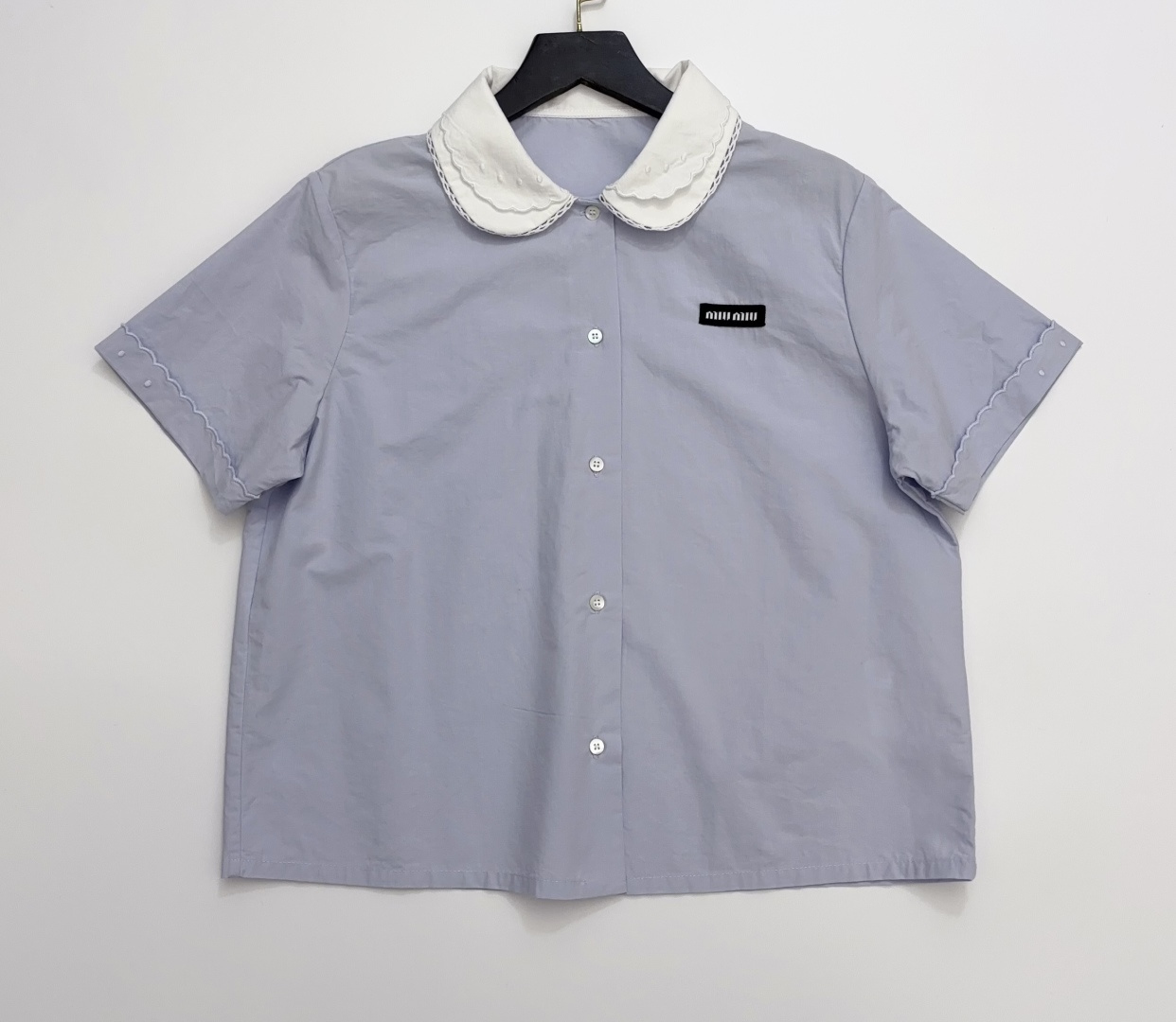 Miu Miu Peter Pan Collar Short Sleeve Shirt Top