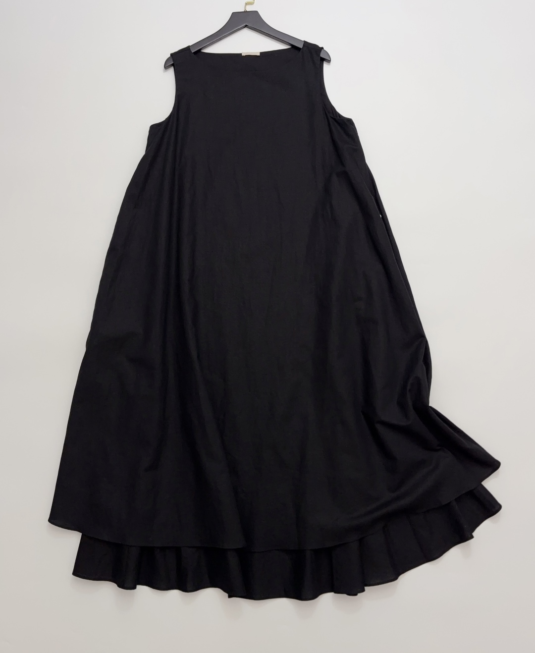 Japanese Style Three-Dimensional Cut Wide-Strap Off-Shoulder Cotton Linen Double-Layer Sleeveless Maxi Dress