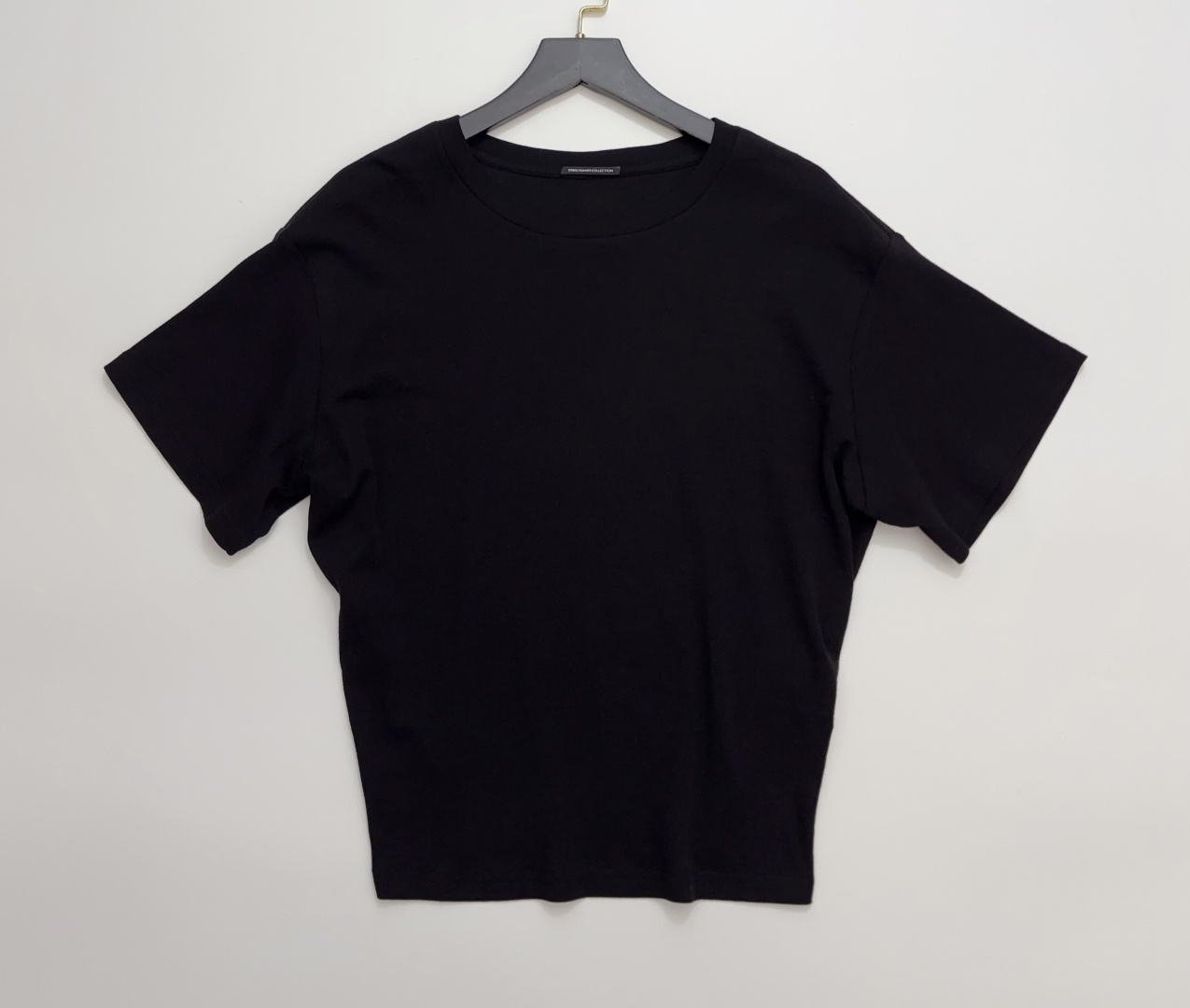 R13 Simple Solid Color Crewneck Short-Sleeve T-Shirt with Diagonal Seam