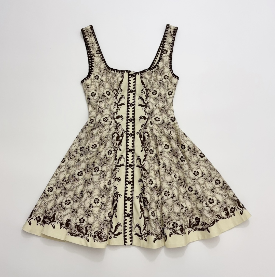Alémais Cotton-Linen Shell Embroidered Sleeveless Vest Dress for Resort Wear