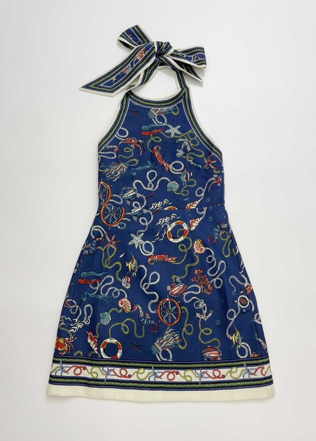Alémais Elegant Floral Halterneck Cinch Waist Backless Mini Dress