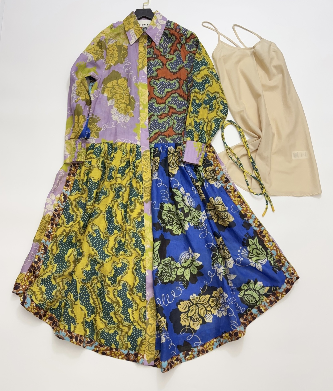 Alémais Women's Arnie Ramie Print Shirtdress with Puffy Sleeves and Cinch Waist