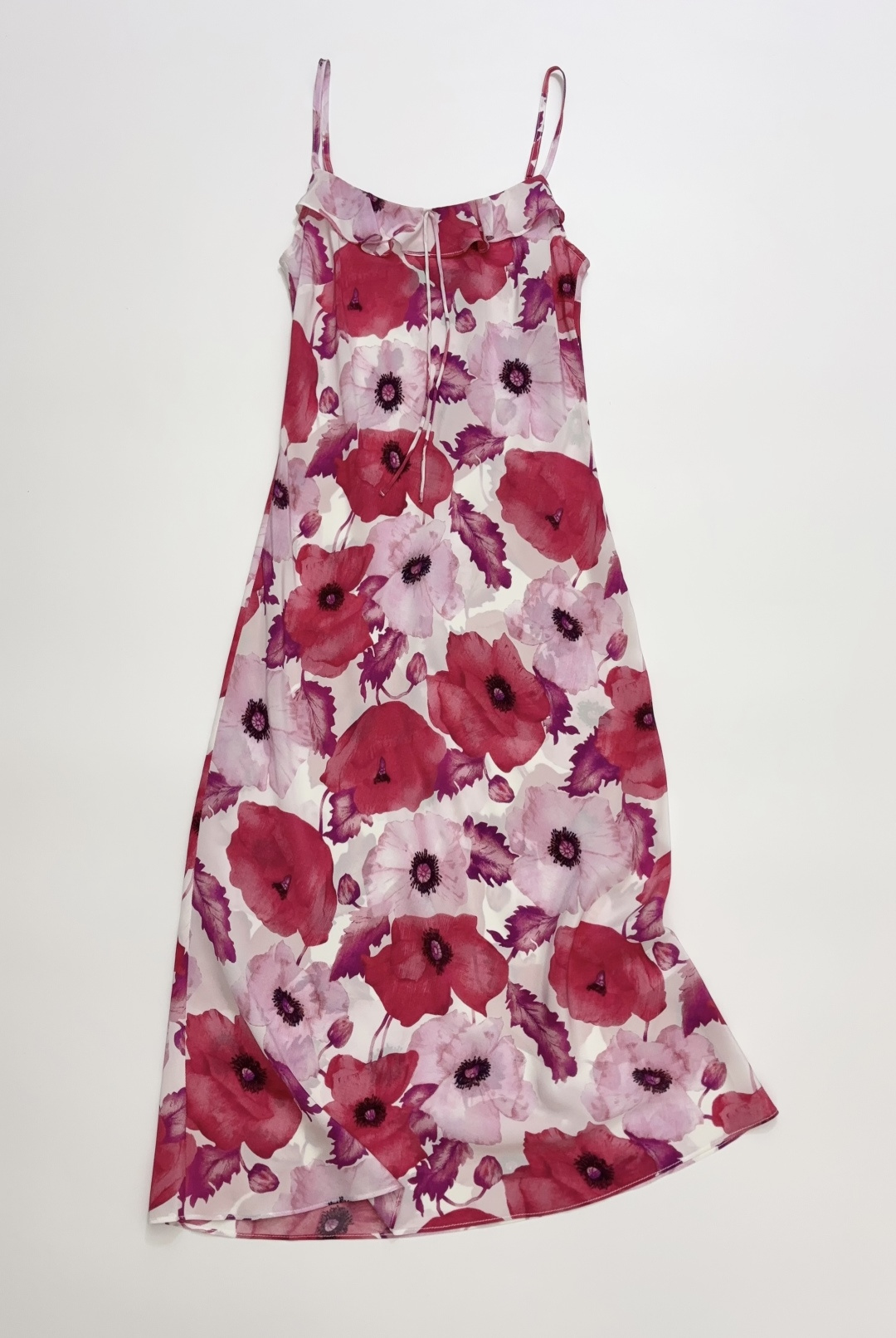 Réalisation Par The Skye Pink Cami Ruffle Hem Silk Bias-Cut Midi Dress