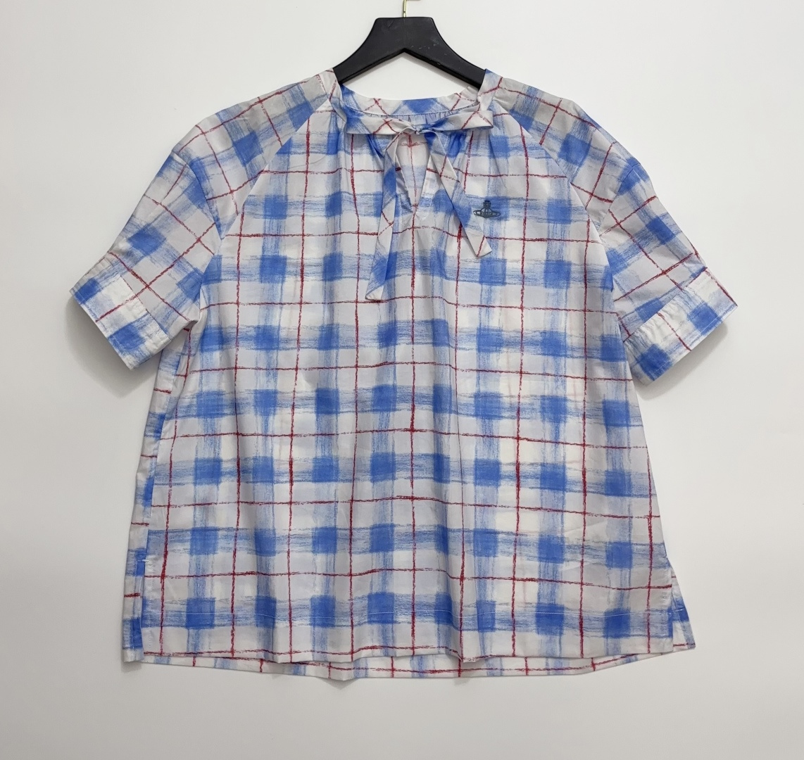 Vivienne Westwood Saturn Embroidered Plaid Pullover Shirt