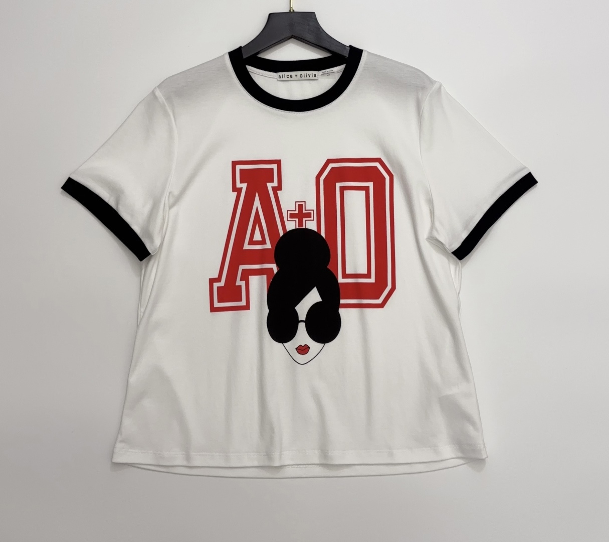 Alice + Olivia 26 Spring/Summer Color-Block Letter Loose Short-Sleeve T-Shirt