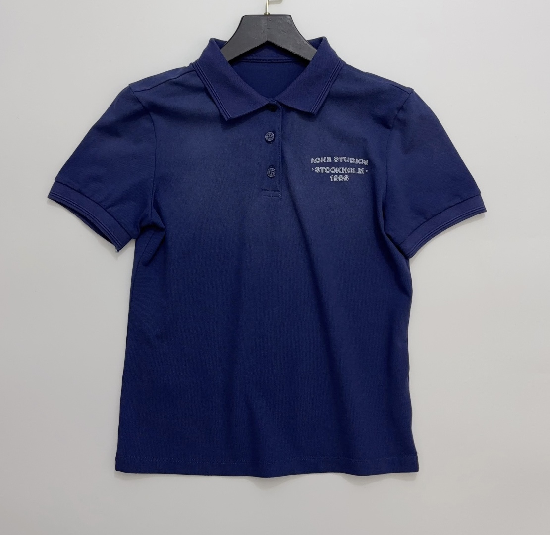 Acne Studios Letter Print Lapel Short-Sleeve T-Shirt Top