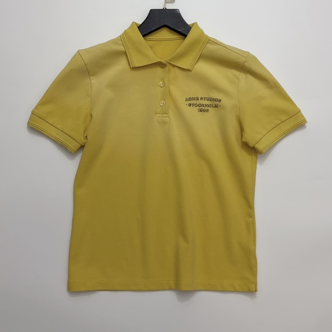 Acne Studios Letter Print Lapel Short Sleeve T-Shirt