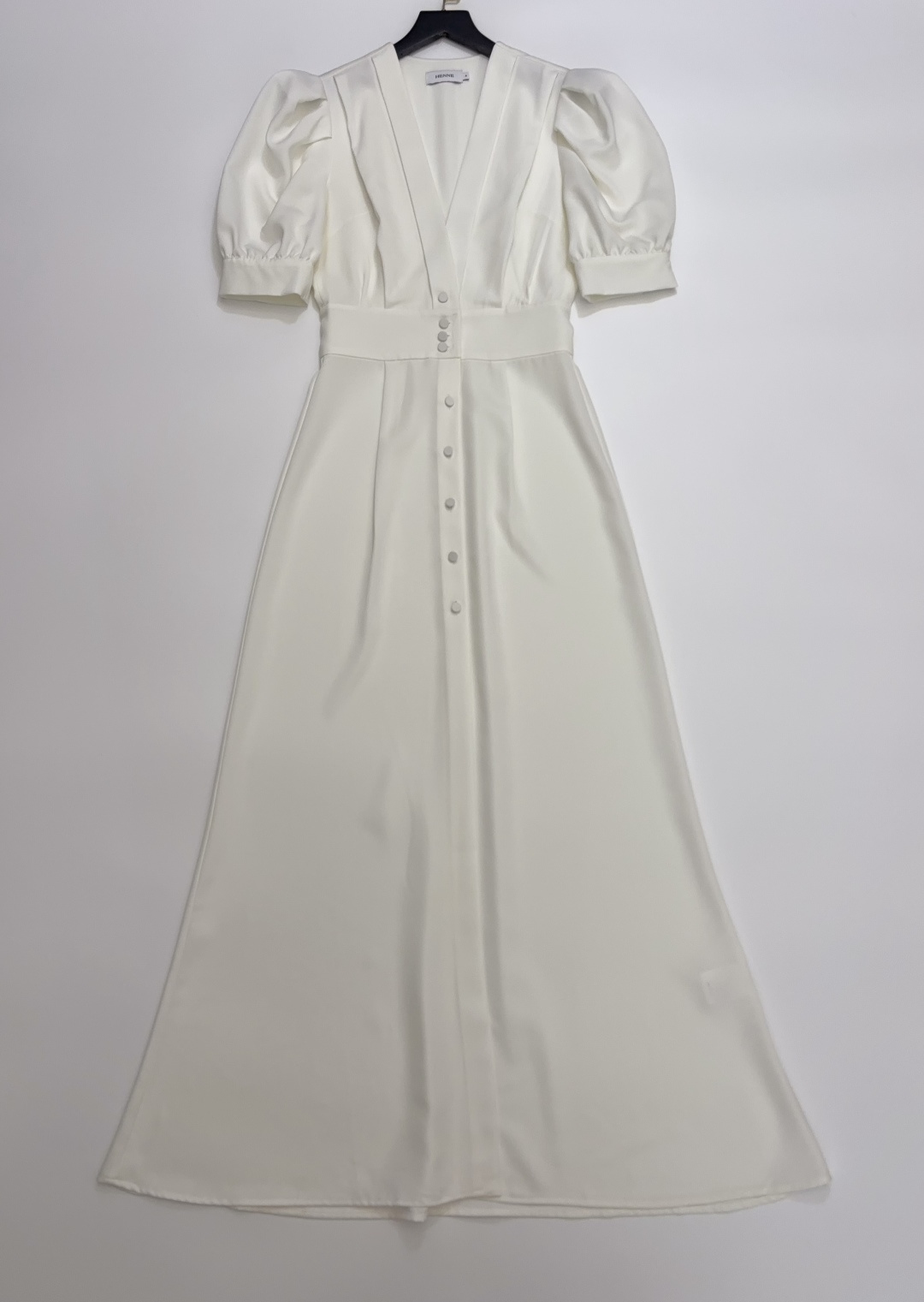 Henne 26 Summer New V-Neck Puff Sleeve Cinched Waist Casual Maxi Dress