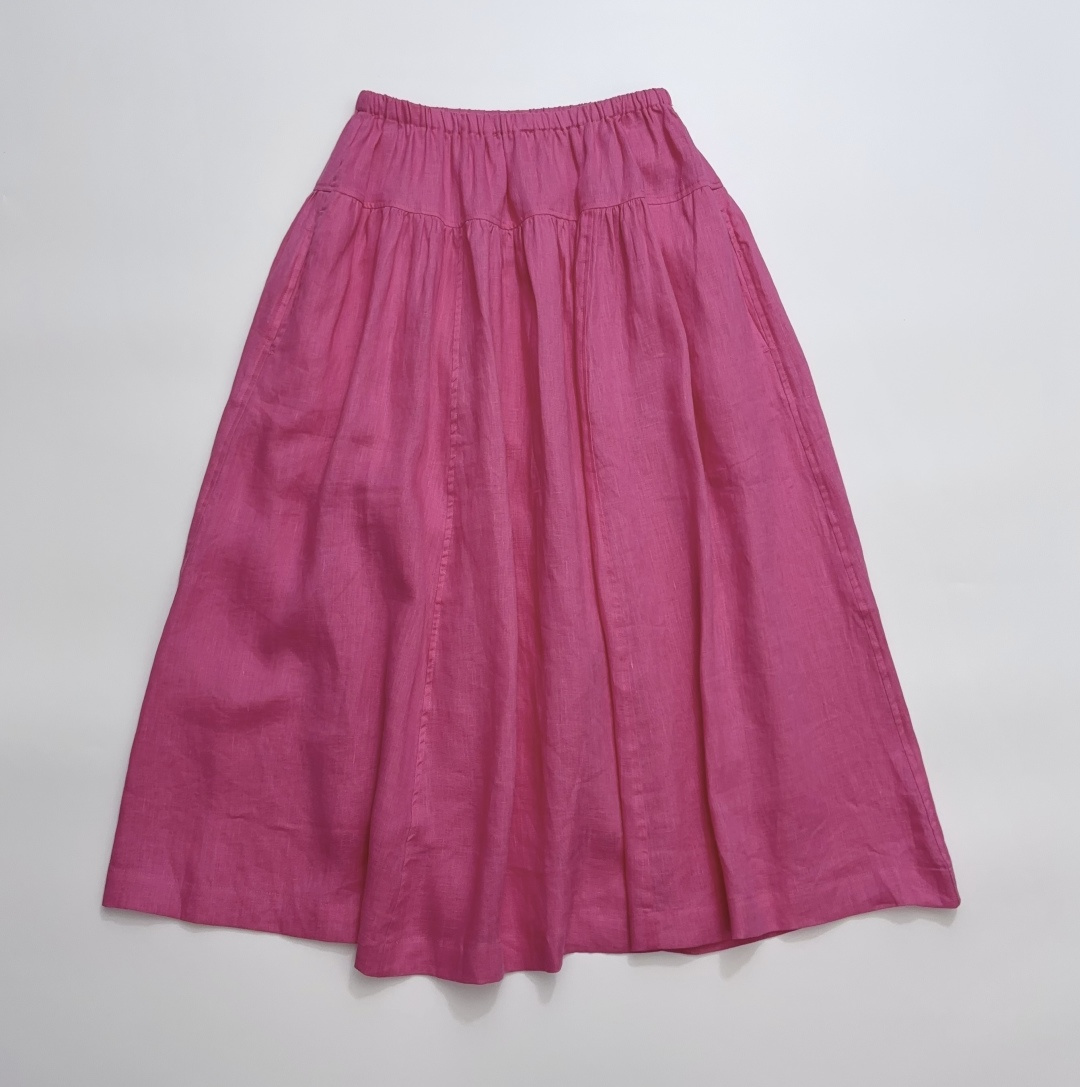 Japanese Style R-Letter Elastic Waist Linen Skirt