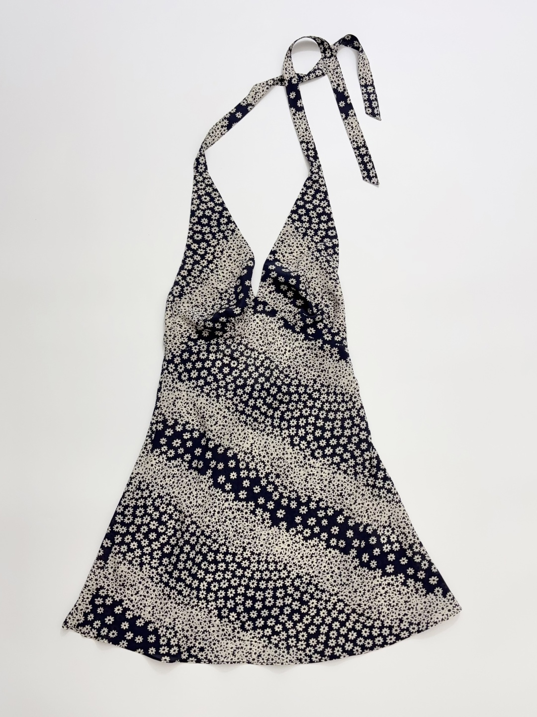 Réalisation Par The Leila Black Floral Halterneck Backless Silk Bias-Cut A-Line Mini Dress