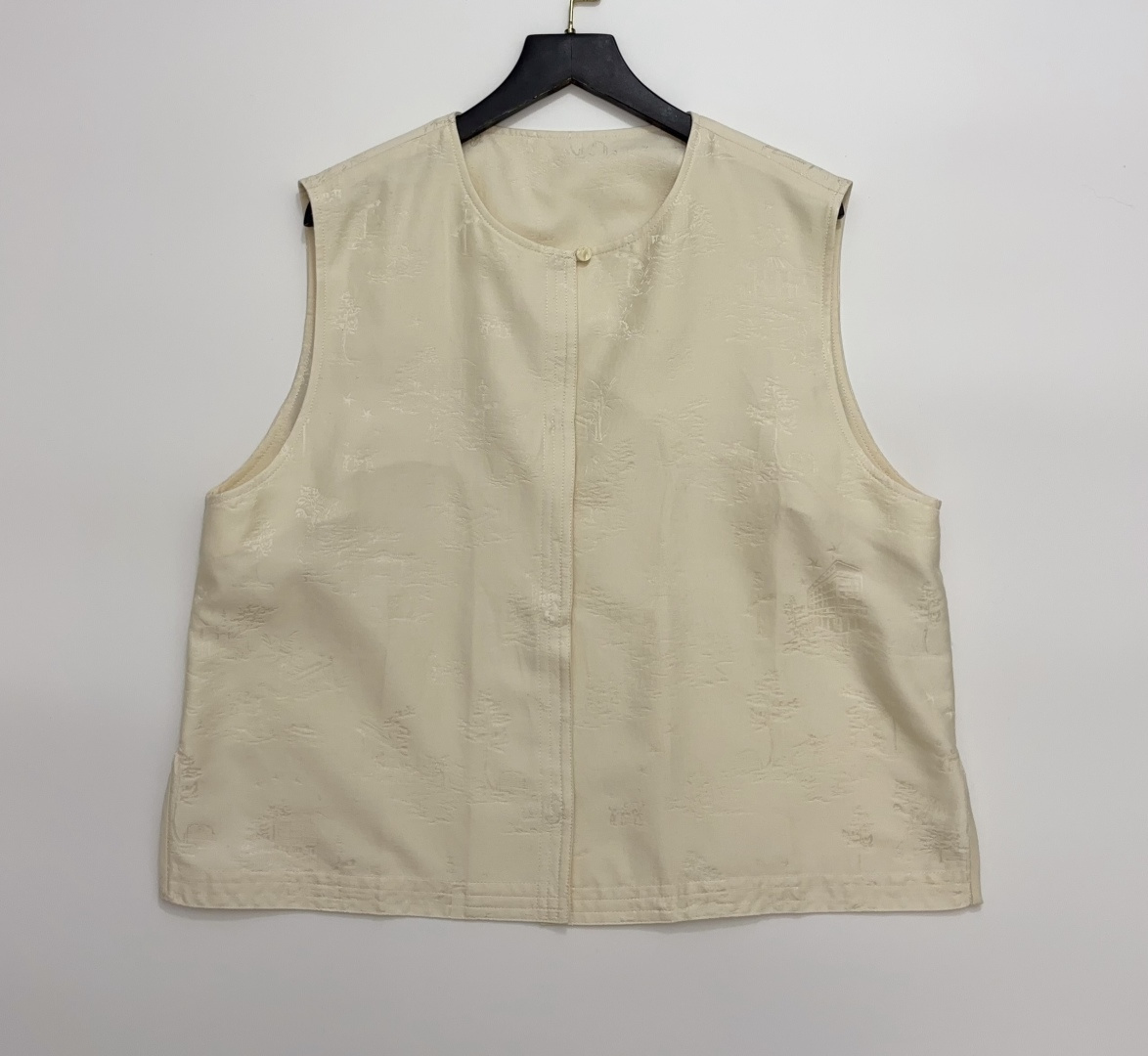 MS Vintage Garden Jacquard Silk Cotton Round Neck Sleeveless Vest