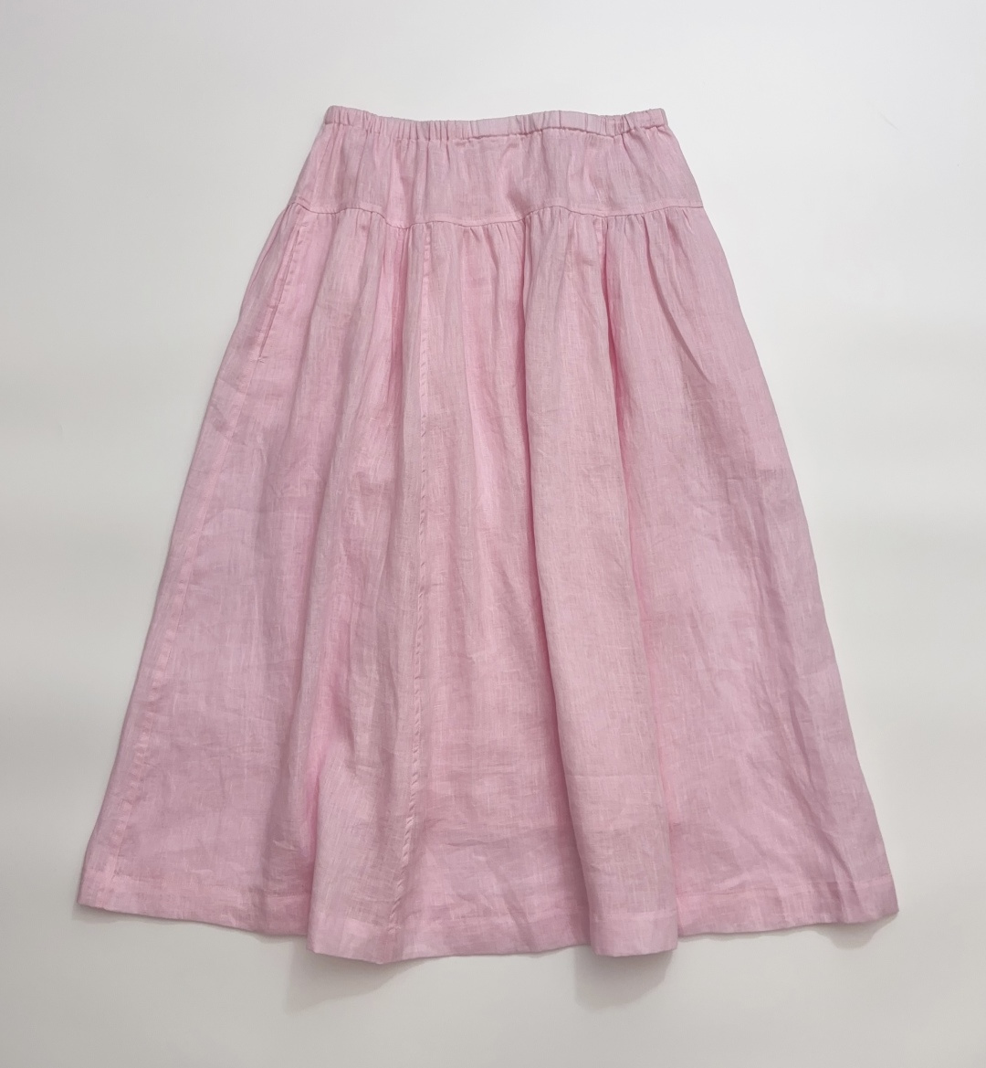 Japanese Style R-Letter Elastic Waist Linen Half Skirt