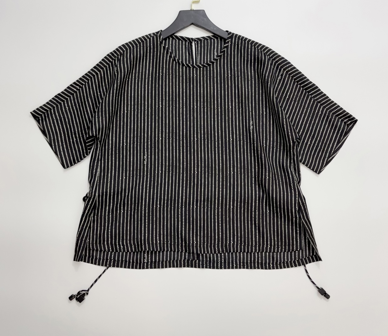 Max Mara NORDICA Striped Loose Fit Silk Blouse with Cinchable Waist
