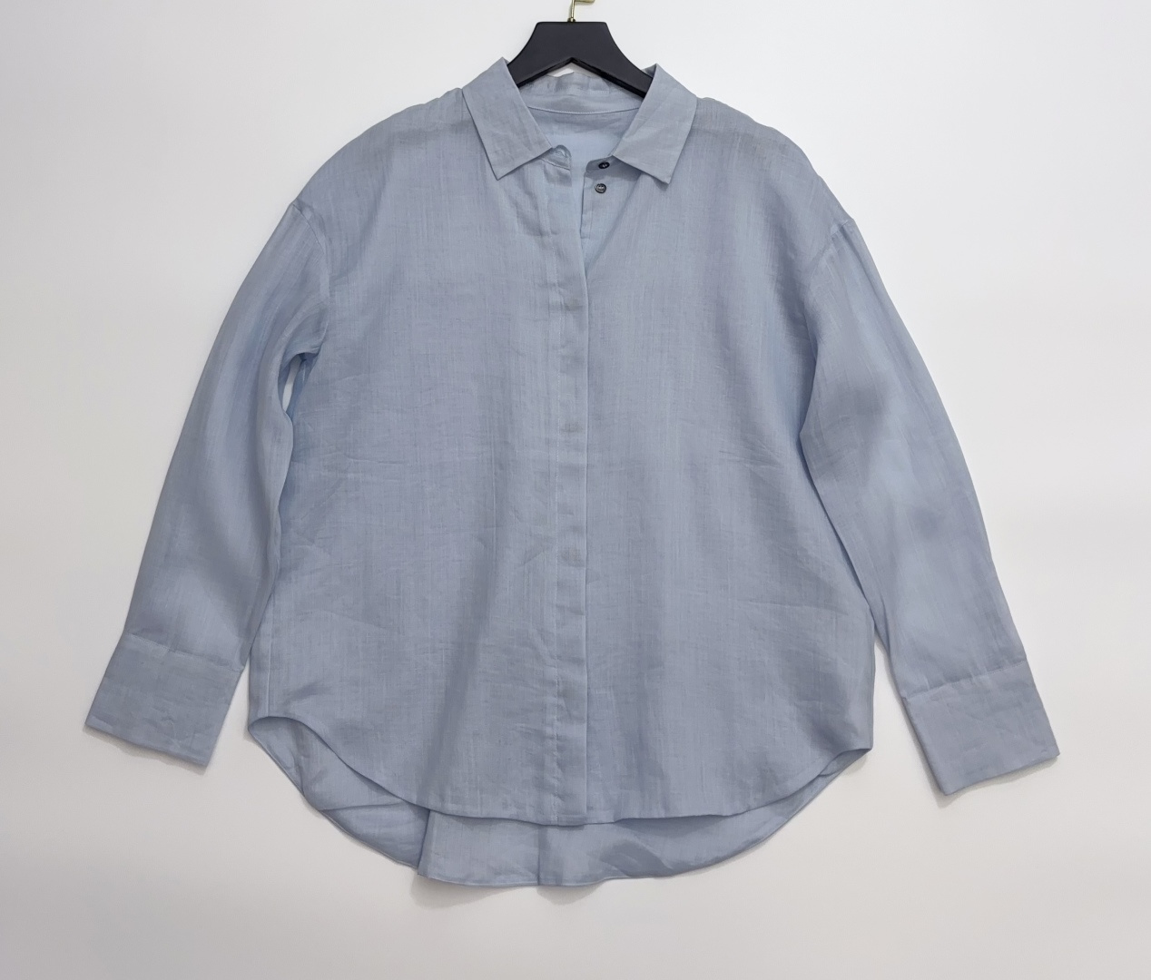 S Max Mara Minimalist Double Layer Natural Ramie Loose Shirt