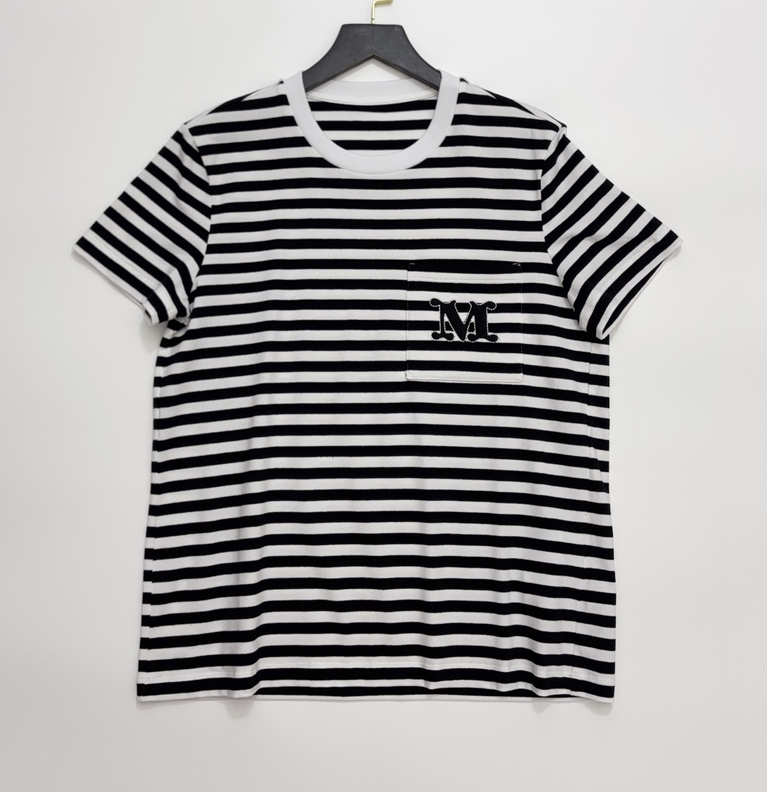 Max Mara Striped Round Neck Short Sleeve T-Shirt