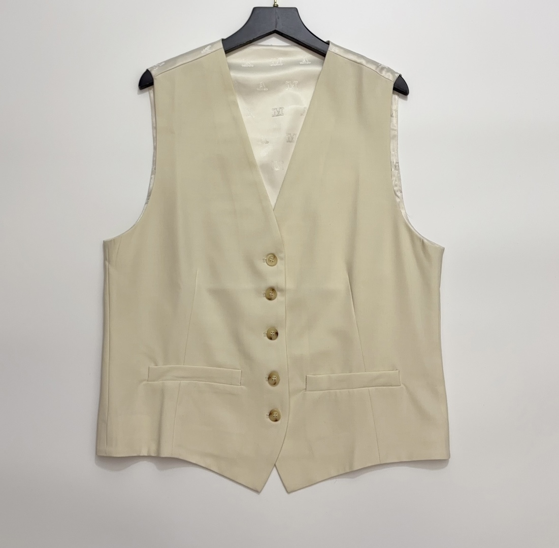 Max Mara Patchwork Design V-Neck Buttoned Vest Jacket