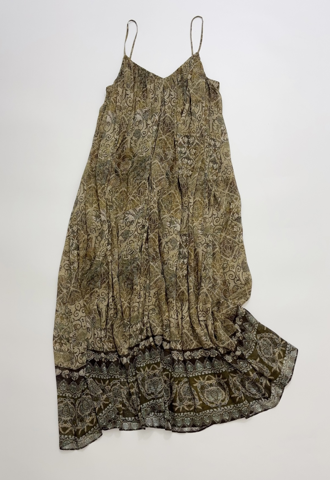 Bohemian Style Mulberry Silk Print V-Neck Cami Dress