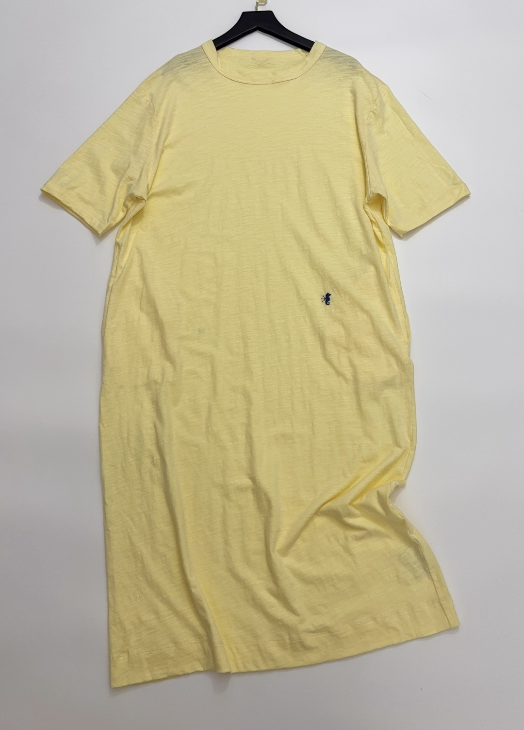 Japanese Style Small Embroidered Slub Cotton Loose Round Neck Dress