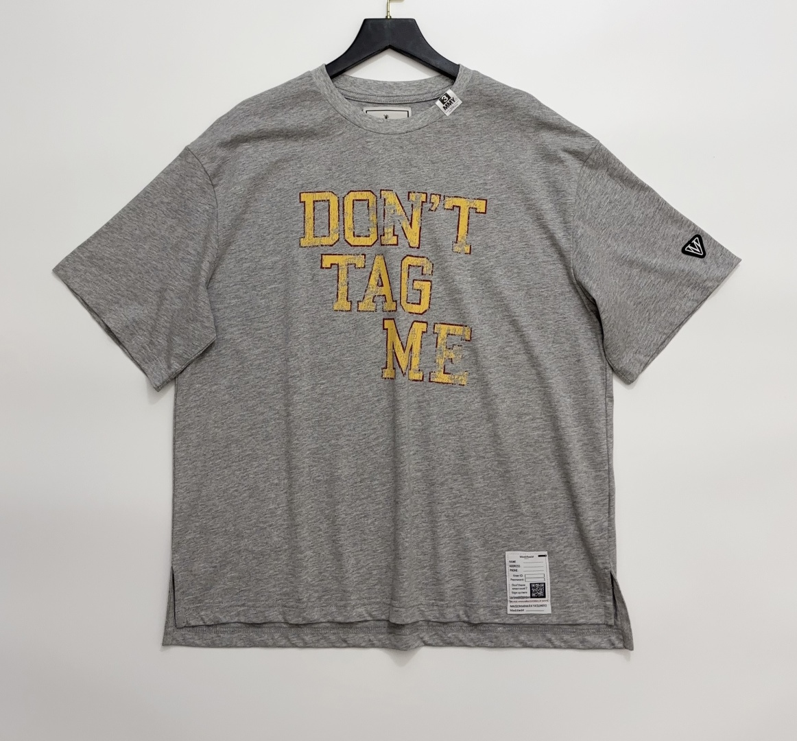 Maison Mihara Yasuhiro Distressed Letter Print Round Neck Loose Short-Sleeve T-Shirt