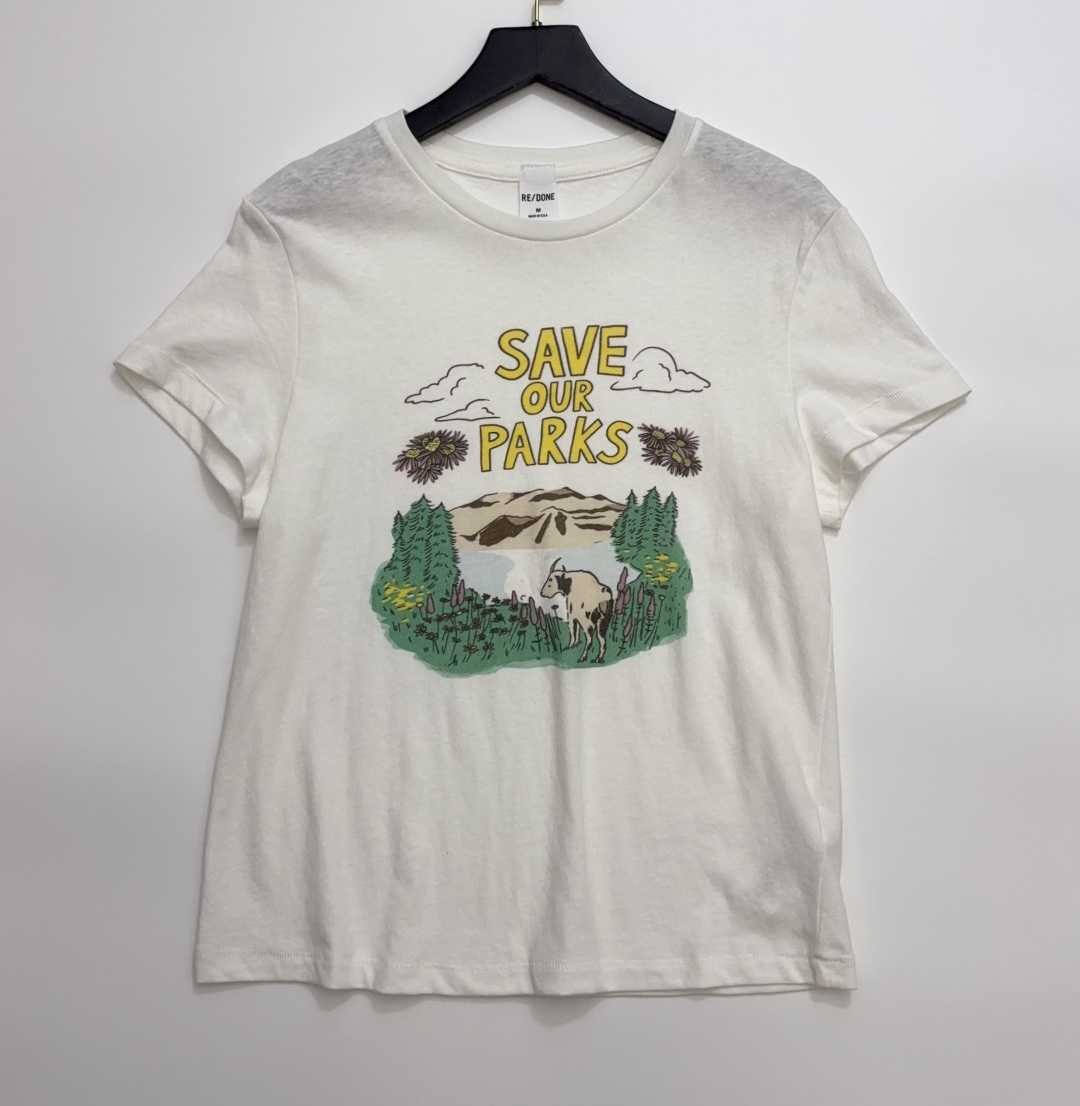 Re/Done 26 Spring/Summer Vintage Print Casual T-Shirt