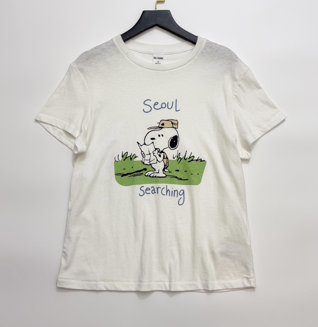 Re/Done Snoopy Cartoon Print Short Sleeve T-Shirt