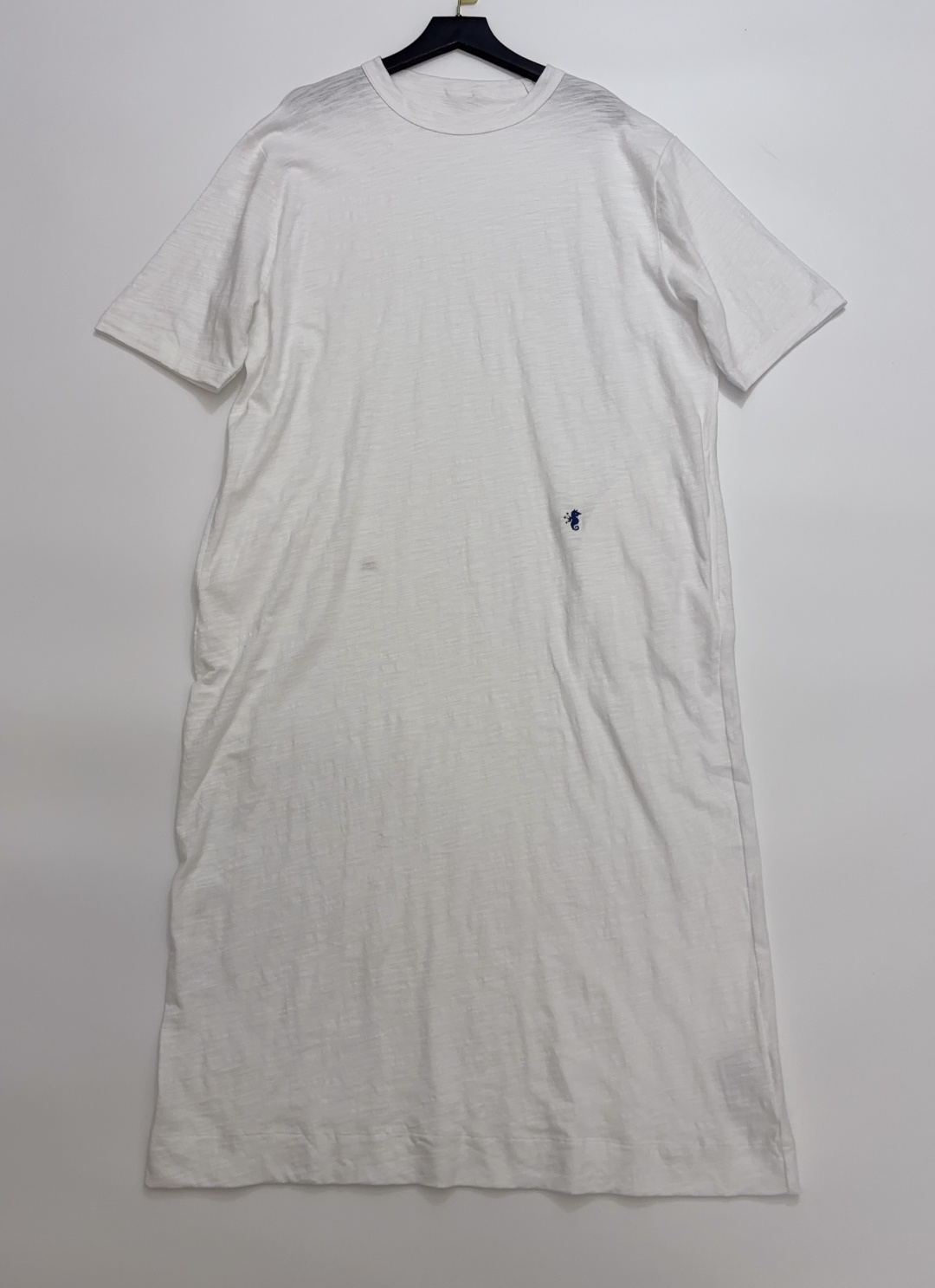Japanese Style Small Embroidery Slub Cotton Round Neck Loose Dress