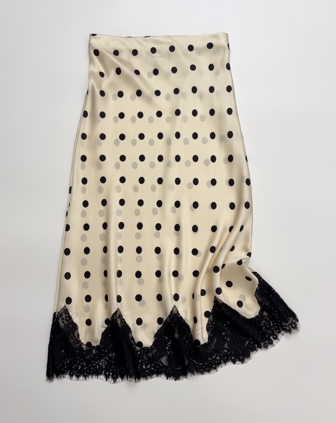 Reformation French Vintage Satin Silk Polka Dot Midi Skirt