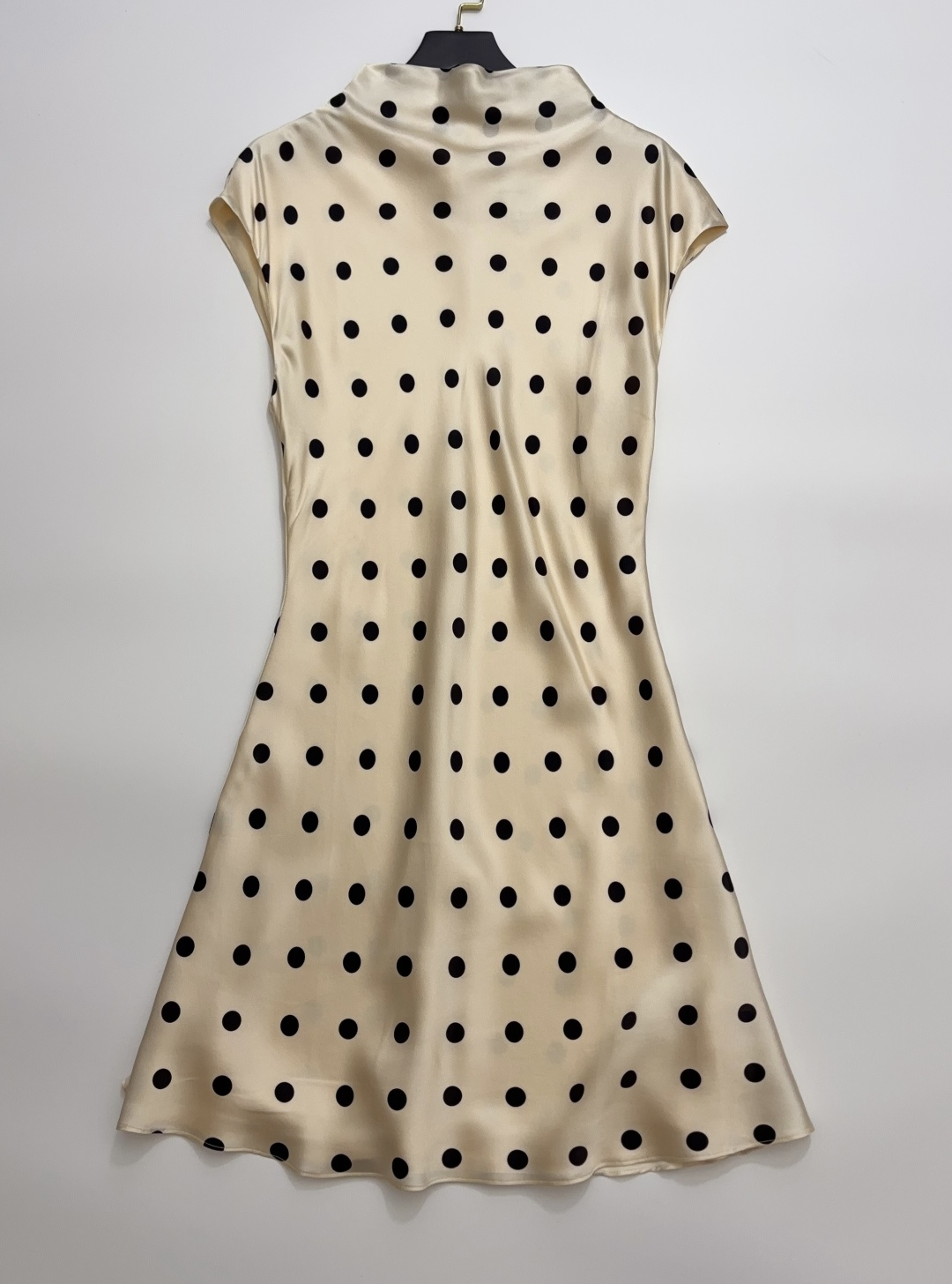 Reformation French Vintage White Satin Silk Polka Dot Mini Dress