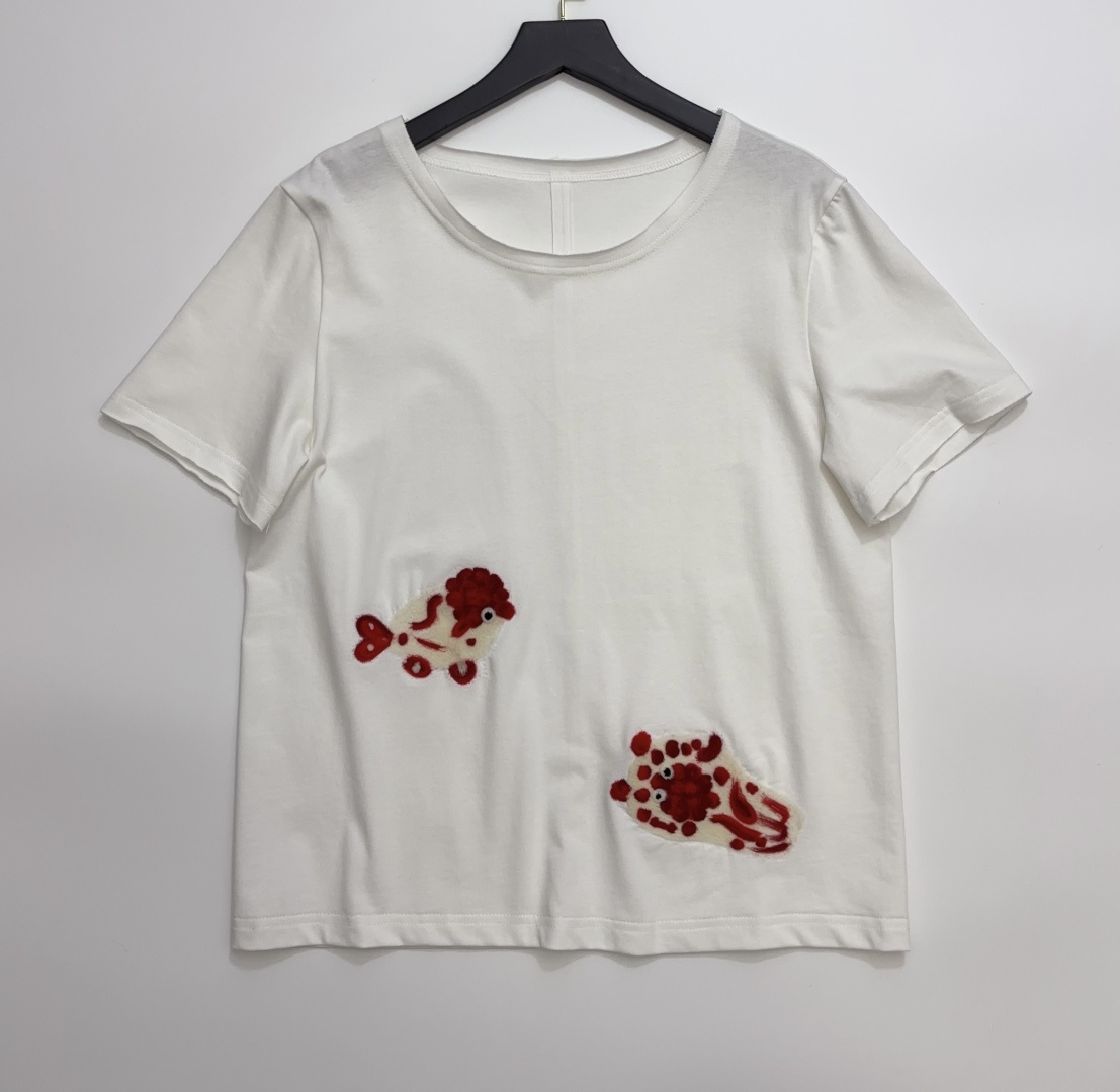 Goldfish Pattern Casual Crew Neck Short Sleeve T-Shirt