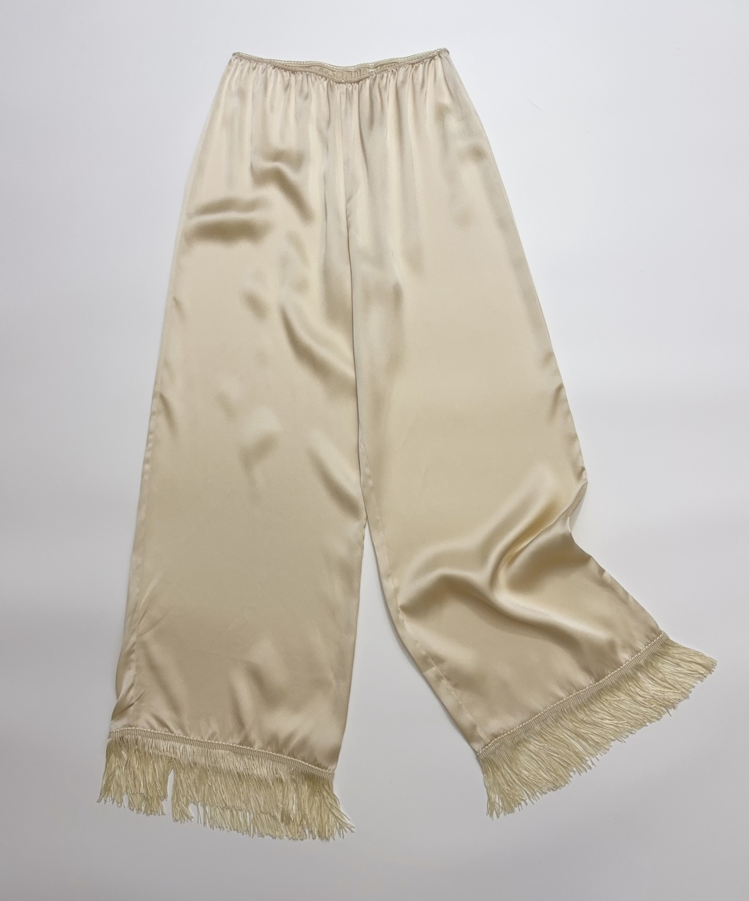 Dôen Elastic Waist Elegant Straight-Leg Casual Silk Trousers