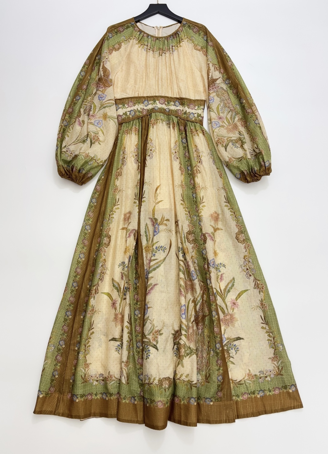 Zimmermann INDRA Floral Pattern Cinch-Waist Long Dress