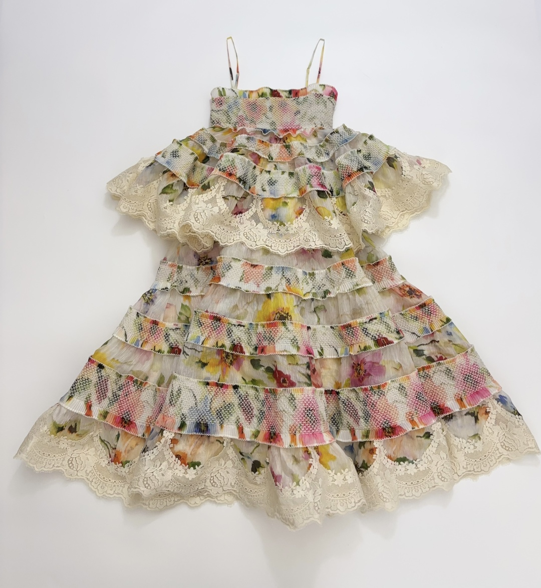 Zimmermann Alchemy Print Sleeveless Strapless Mid-Length Tiered Dress