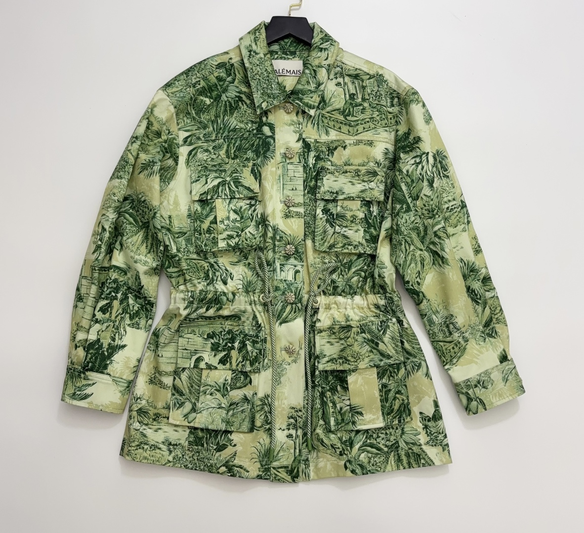 Emerald Green Twill Cotton Shirt Jacket