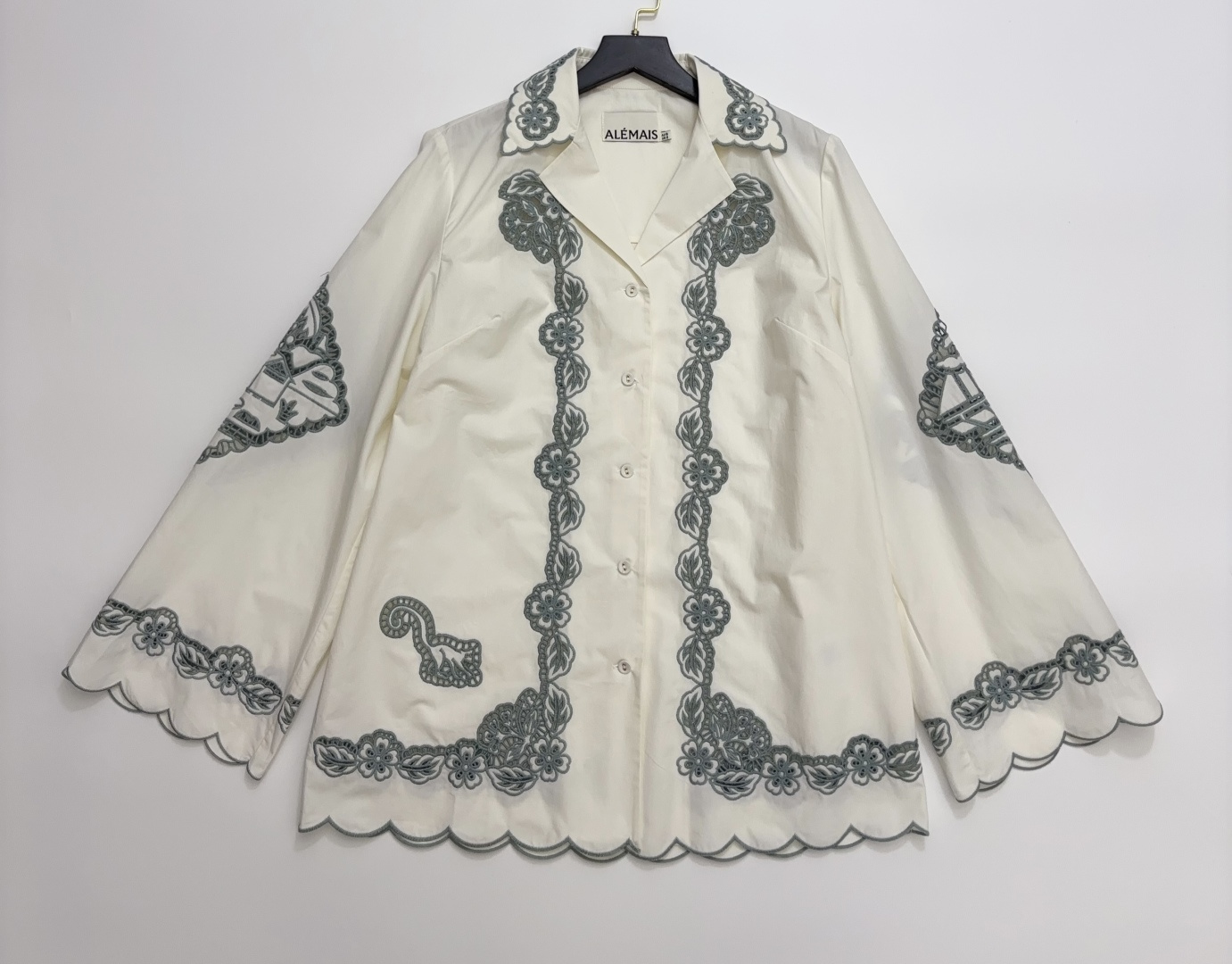 Alémais Fashionable Printed Embroidered Cut-out Shirt Top