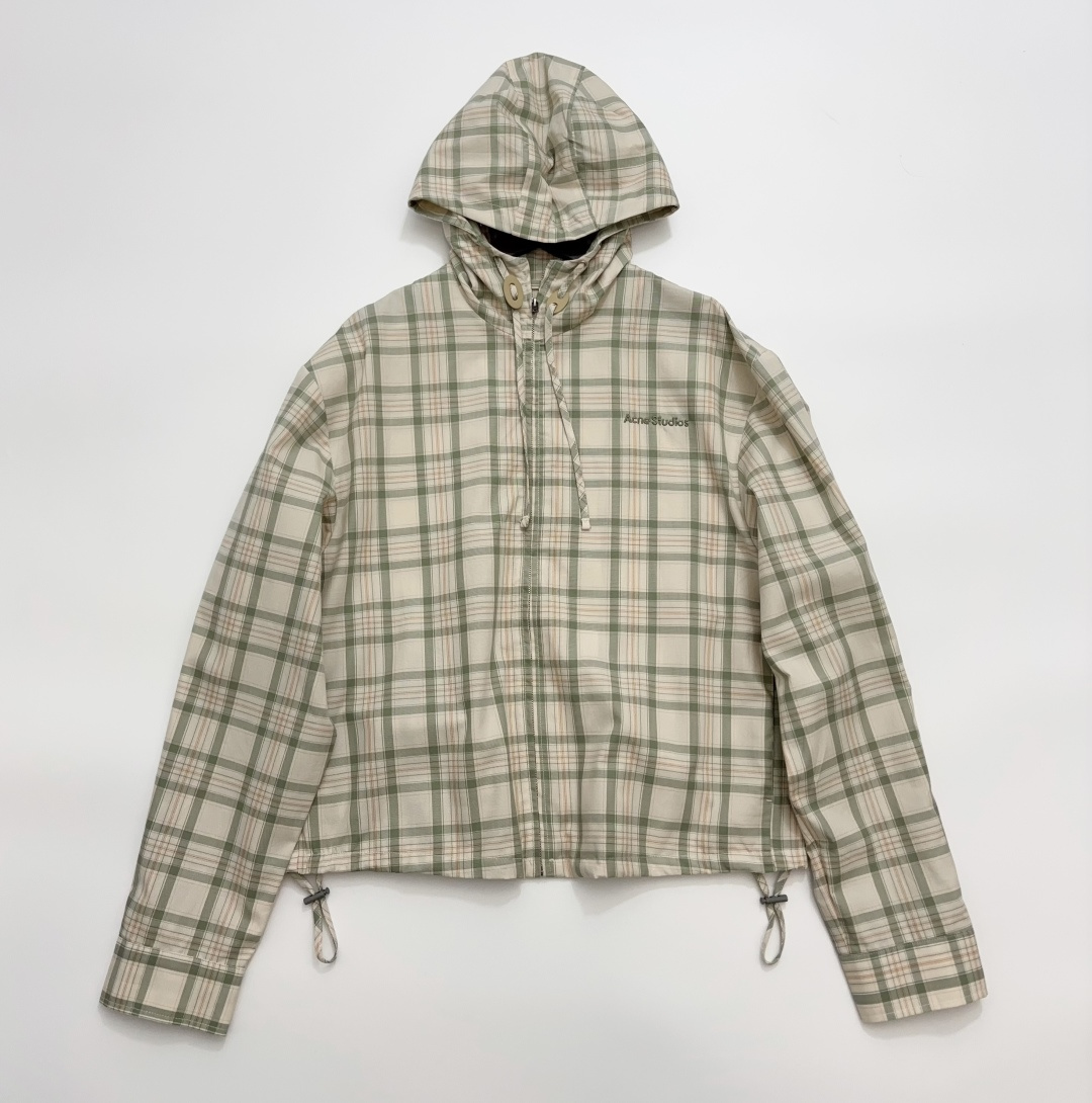 Acne Studios Checked Hooded Zipper Loose Jacket