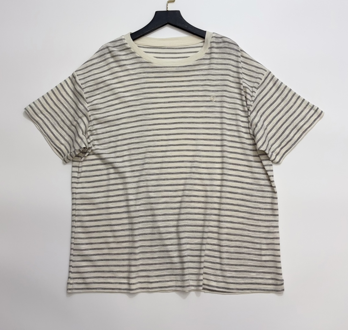 Anine Bing Simple Loose Striped Crewneck Short Sleeve T-Shirt