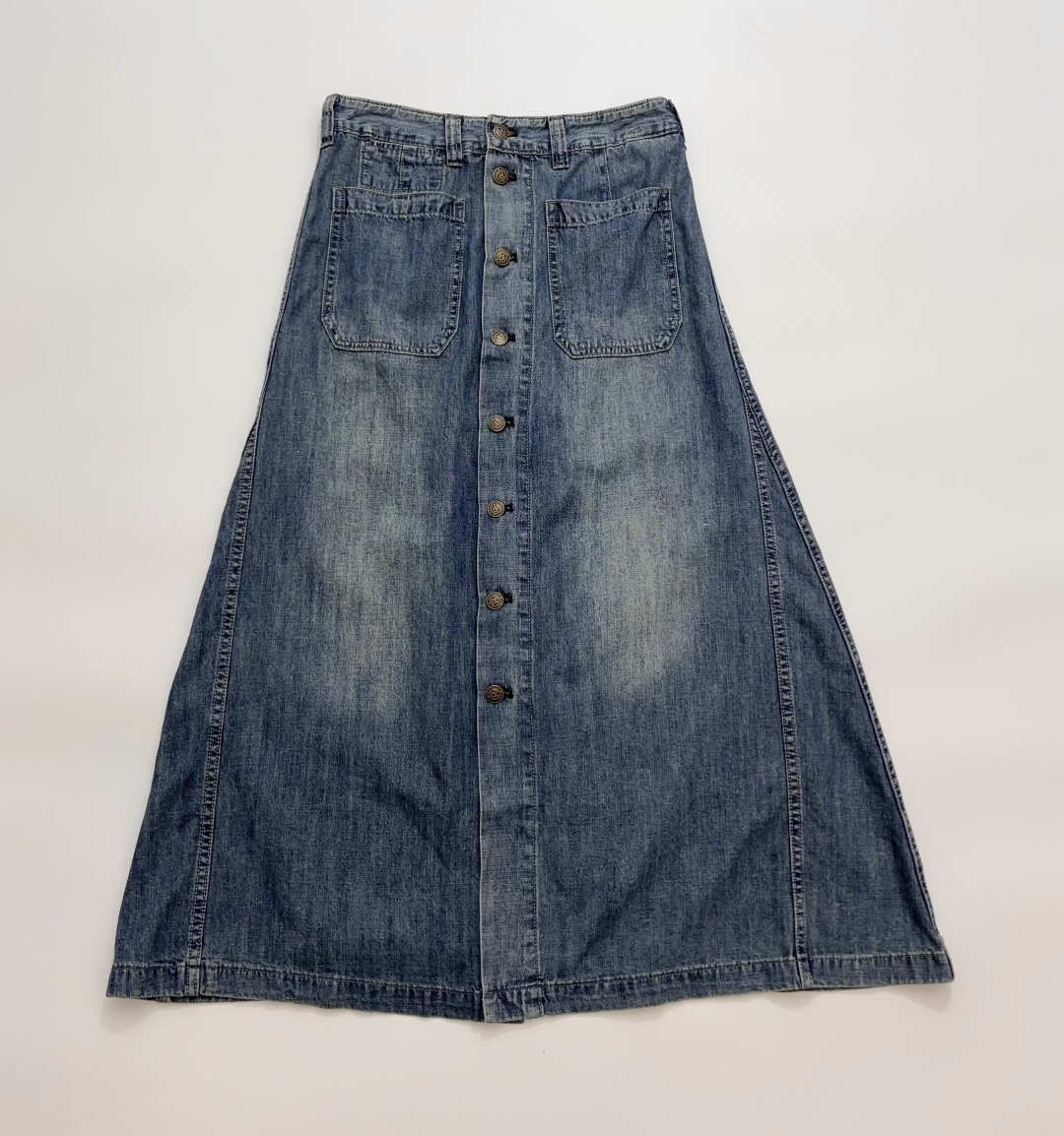 Japanese Style R-Letter Denim Midi Skirt