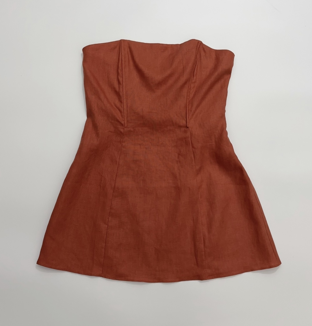 Reformation Linen Solid Color Shirred Hem Bandeau Top
