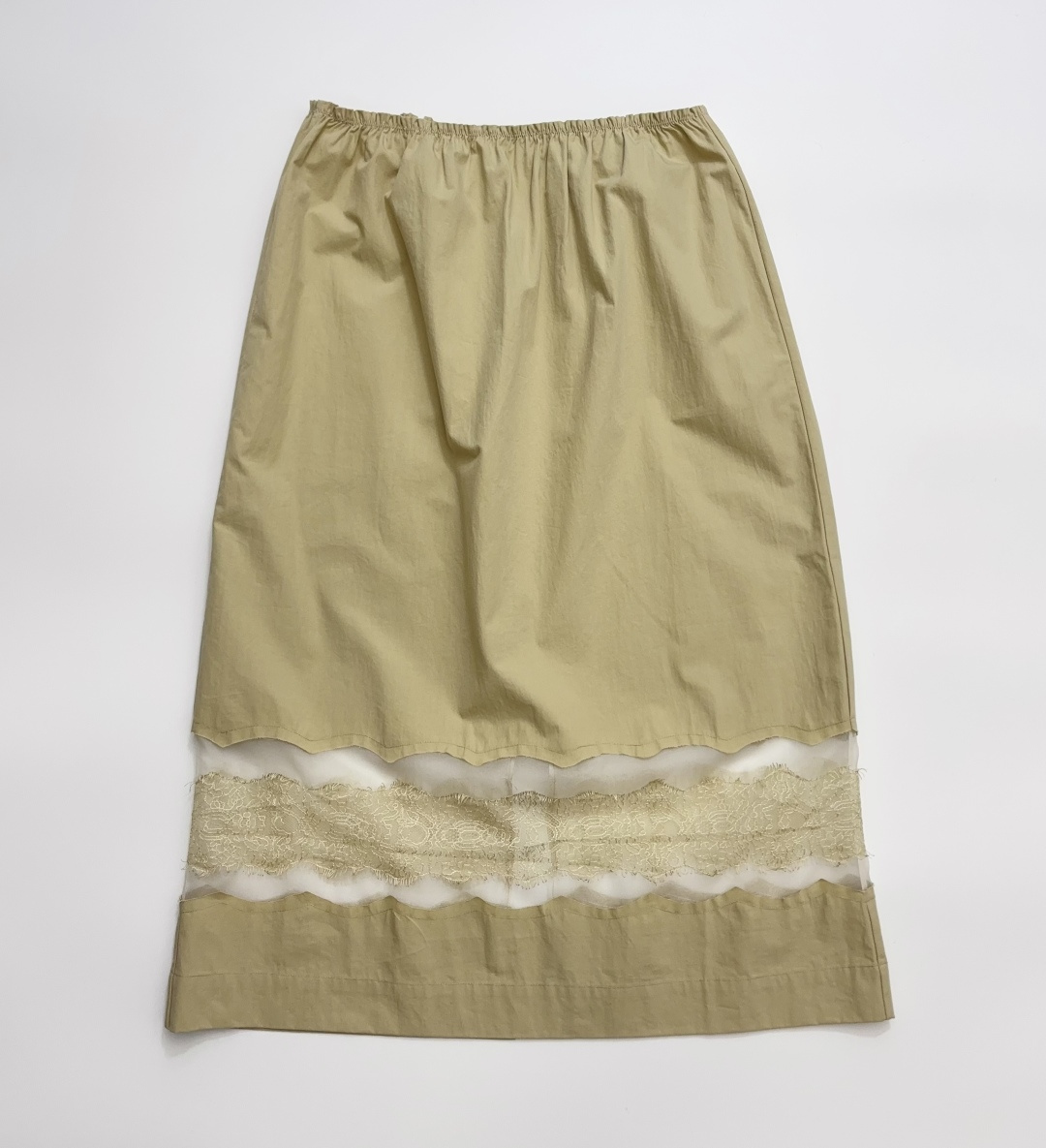 Yves Saint Laurent Midi Lace Patchwork Elastic Waist Skirt