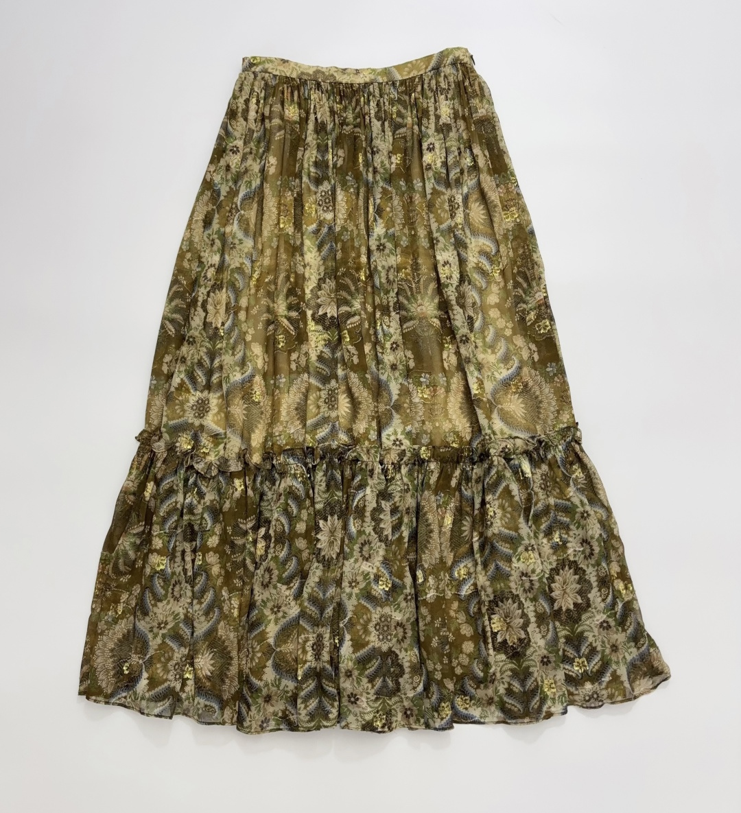 Into The East Palm Scroll Double Layer Long Skirt