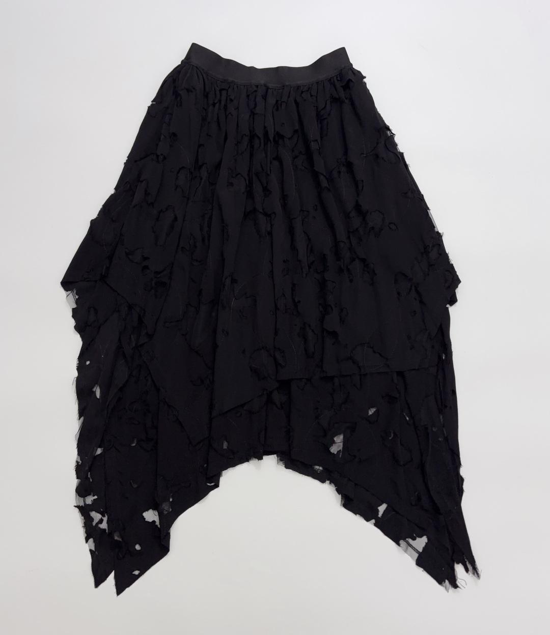 R13 Irregular Black High-Elastic Waist Skirt