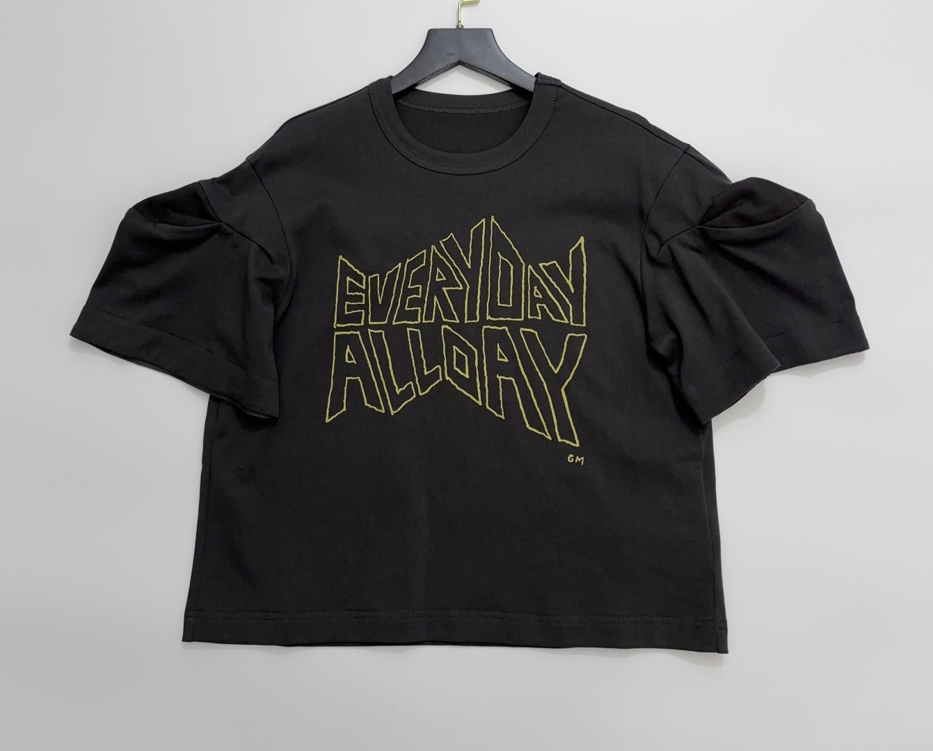 Sacai Japanese Style Puff Sleeve Letter Print Short Sleeve T-Shirt