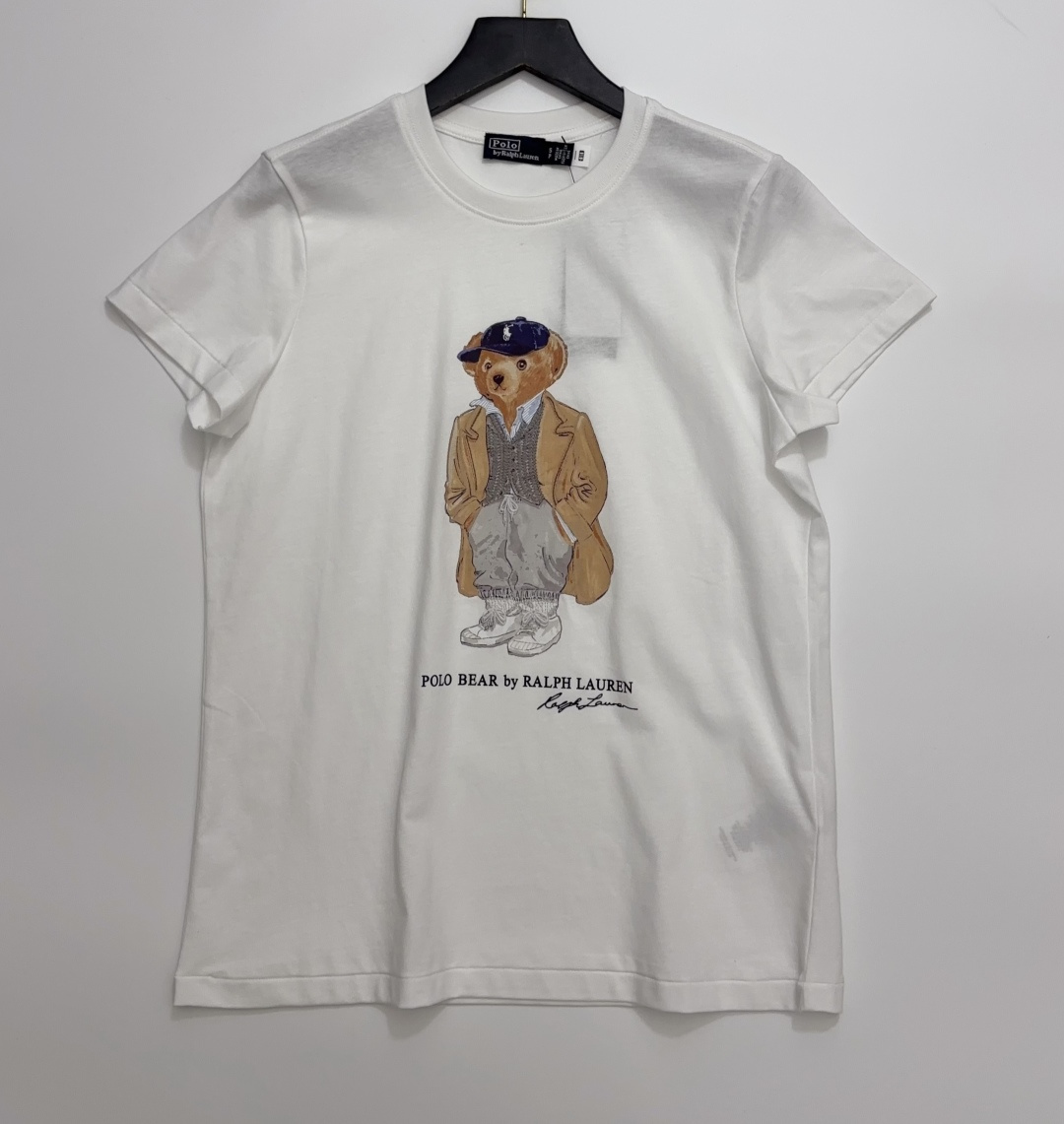 Polo Ralph Lauren Polo Cartoon Bear Pattern Round Neck Short Sleeve T-Shirt