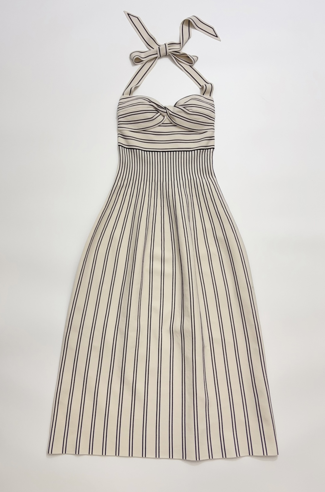 Zimmermann Black & White Striped Knit Halterneck High-Waist Maxi Dress