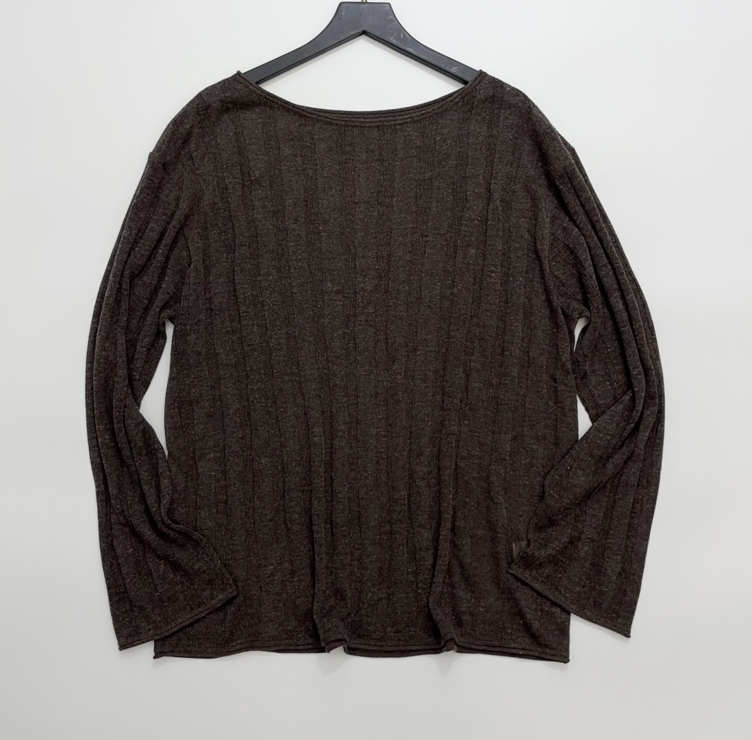 Enföld Textured Stripe Hollow-Out Knit Pullover Top